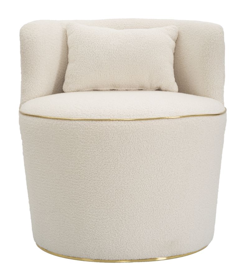 Poltrona elegante in tessuto crema e oro con cuscino 63x68x69 cm Iceland