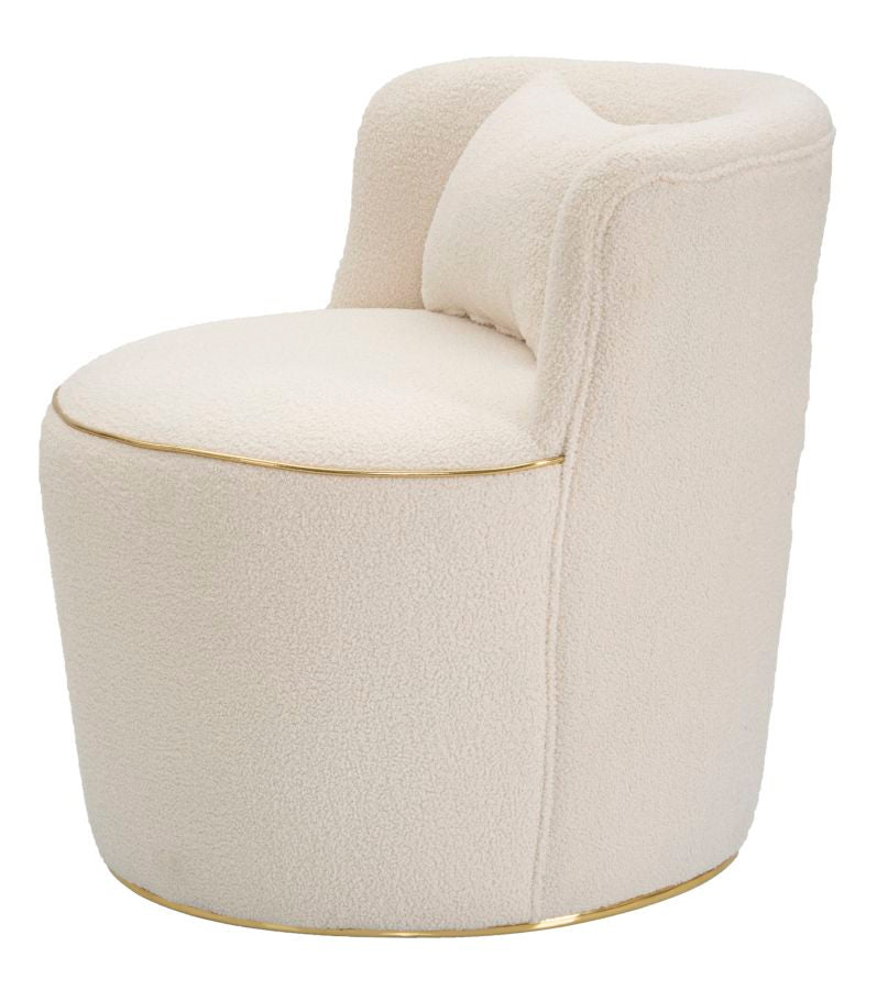 Poltrona elegante in tessuto crema e oro con cuscino 63x68x69 cm Iceland