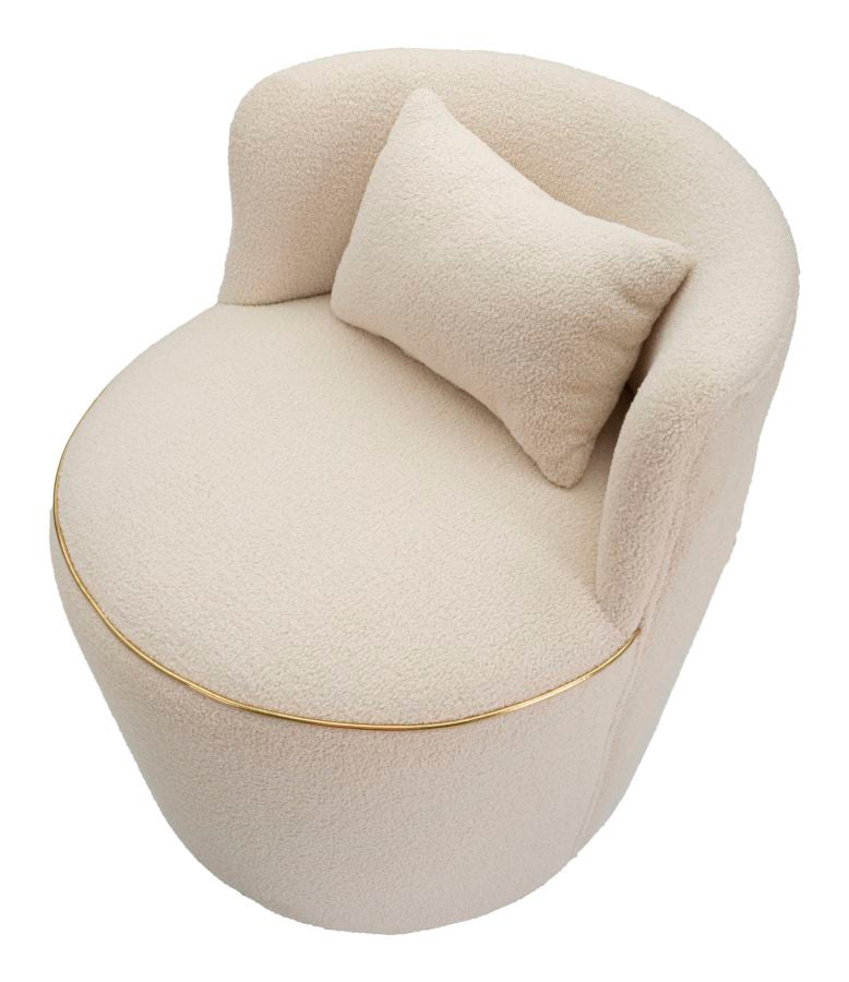 Poltrona elegante in tessuto crema e oro con cuscino 63x68x69 cm Iceland