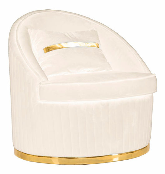 Poltrona elegante in velluto crema e oro con cuscino 75x80 cm Space Plus