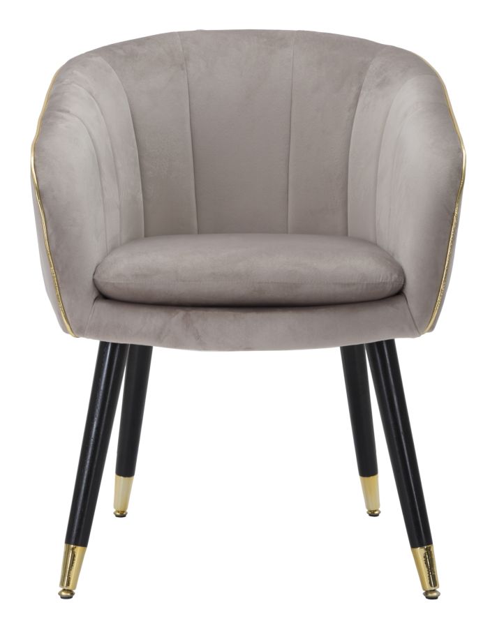 Poltrona elegante, tessuto grigio, gambe legno nero 62x58x78cm Paris Gold