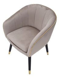 Poltrona elegante, tessuto grigio, gambe legno nero 62x58x78cm Paris Gold