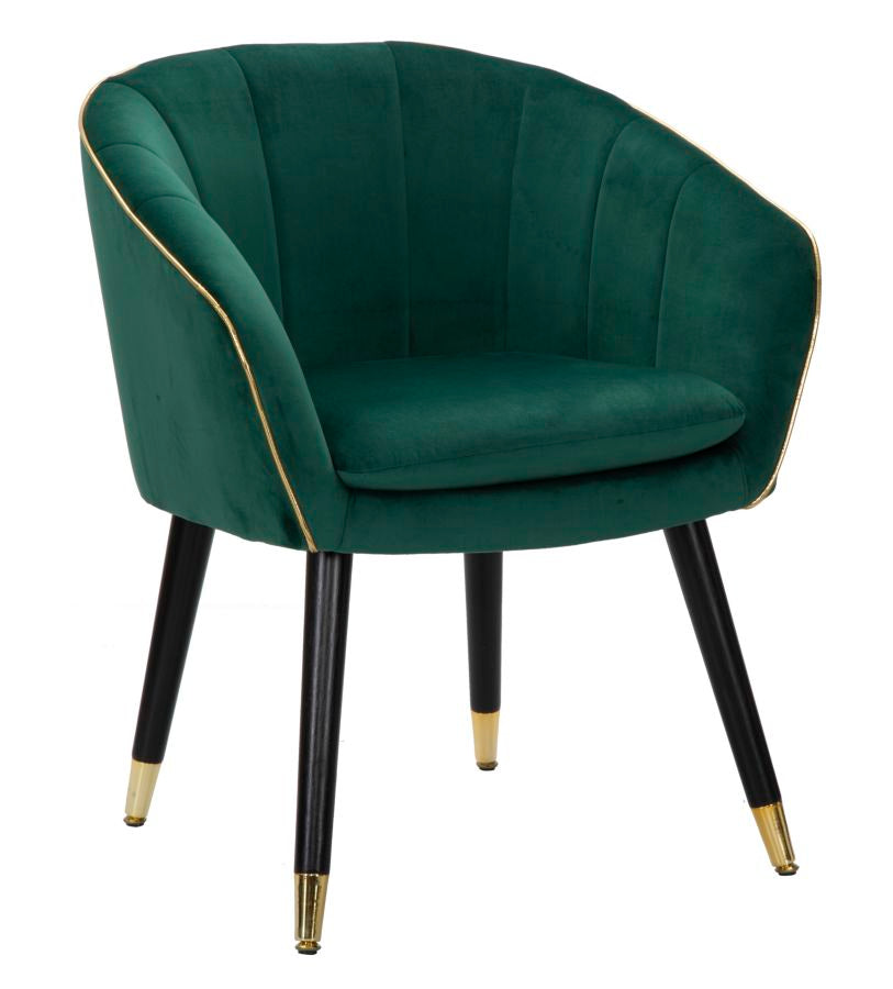 Poltrona elegante, tessuto verde, gambe legno nero 62x58x78cm Paris Gold