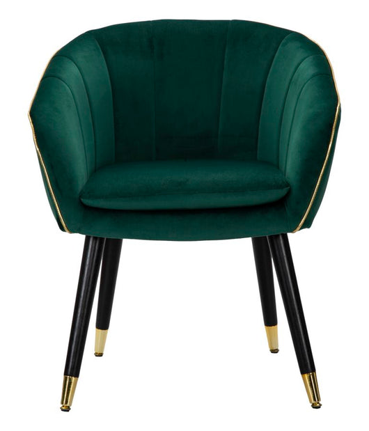 Poltrona elegante, tessuto verde, gambe legno nero 62x58x78cm Paris Gold