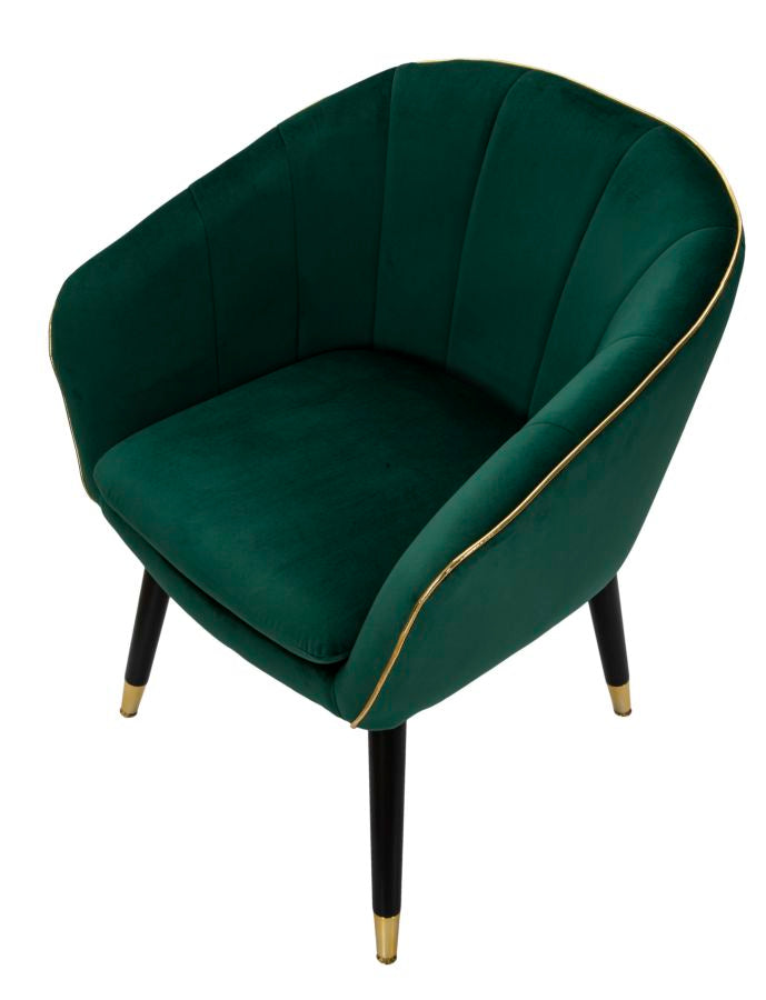 Poltrona elegante, tessuto verde, gambe legno nero 62x58x78cm Paris Gold