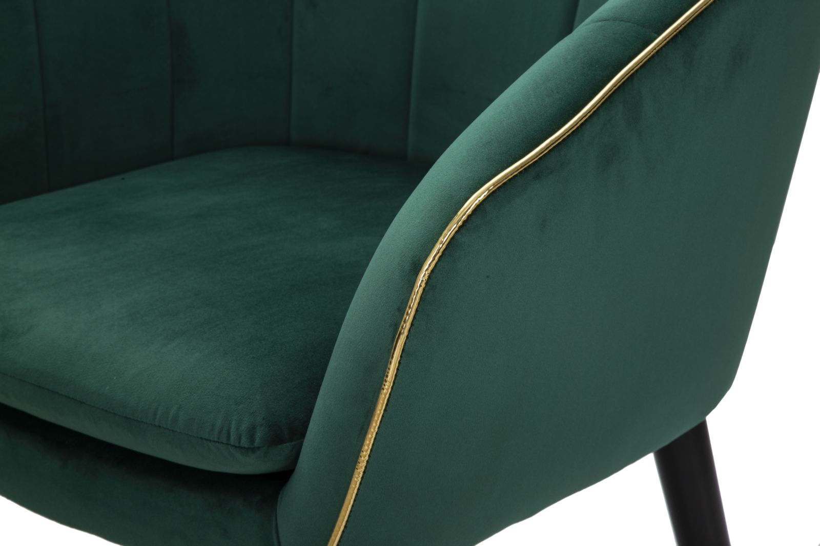 Poltrona elegante, tessuto verde, gambe legno nero 62x58x78cm Paris Gold