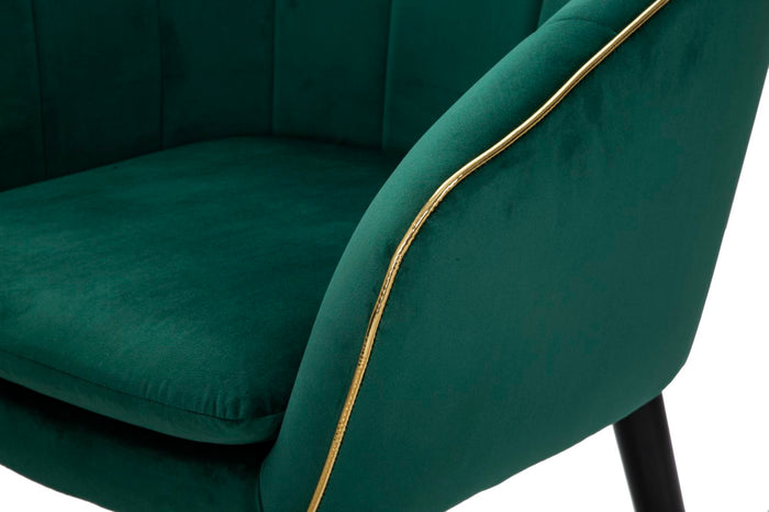 Poltrona elegante, tessuto verde, gambe legno nero 62x58x78cm Paris Gold