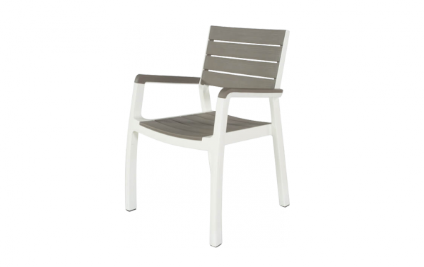 Poltrona keter harmony armchair bianco e tortora sedia con braccioli per esterno arredo giardino