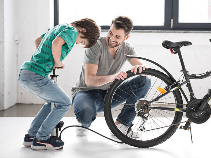 Pompa Bici Da Pavimento Con Manometro Giallo Gonfiatore Per Pneumatici Biciclette 160 Psi e Valvola Presta e Schrader