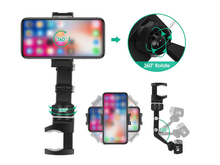 Porta Cellulare Specchietto Retrovisore da Auto Supporto Smartphone Mono Gancio