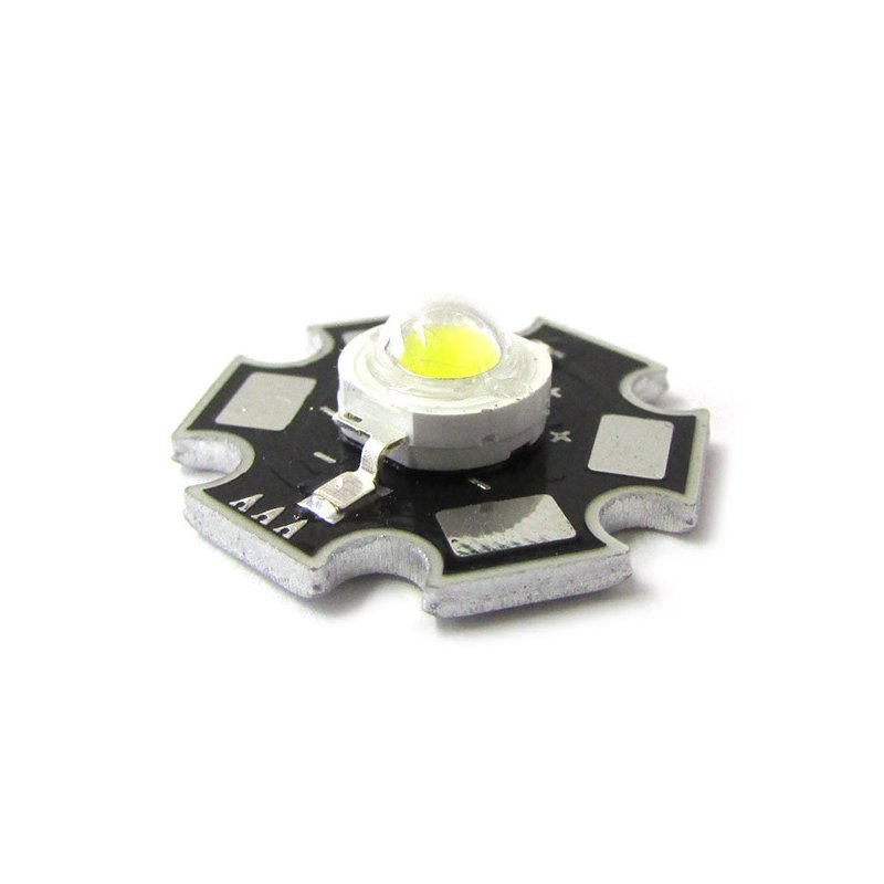 Power Led 1W Bianco Freddo 5500K-6500K 100 Lumen 350mA 3-3.4V Piastra Dissipatore Inclusa