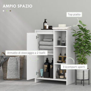 Mobile da Bagno 3 Ripiani Aperti e Armadietto 53x30x80 cm Bianco