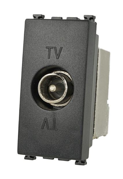 Presa TV Passante Connettore Maschio Nero Compatibile Vimar Arke' SD9173D-3