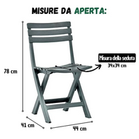 Sedia Pieghevole set 4 sedie da Interno Ed Esterno in Plastica Apri e Chiudi colore antracite Tomaino