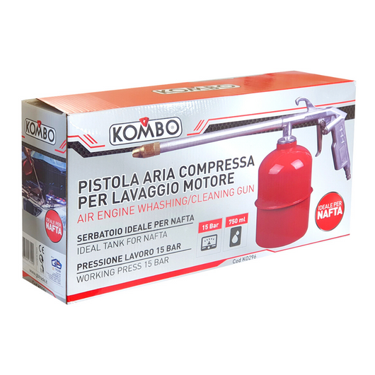 Pistola aria compressa con serbatoio 750 ml per lavaggio motore, max 15