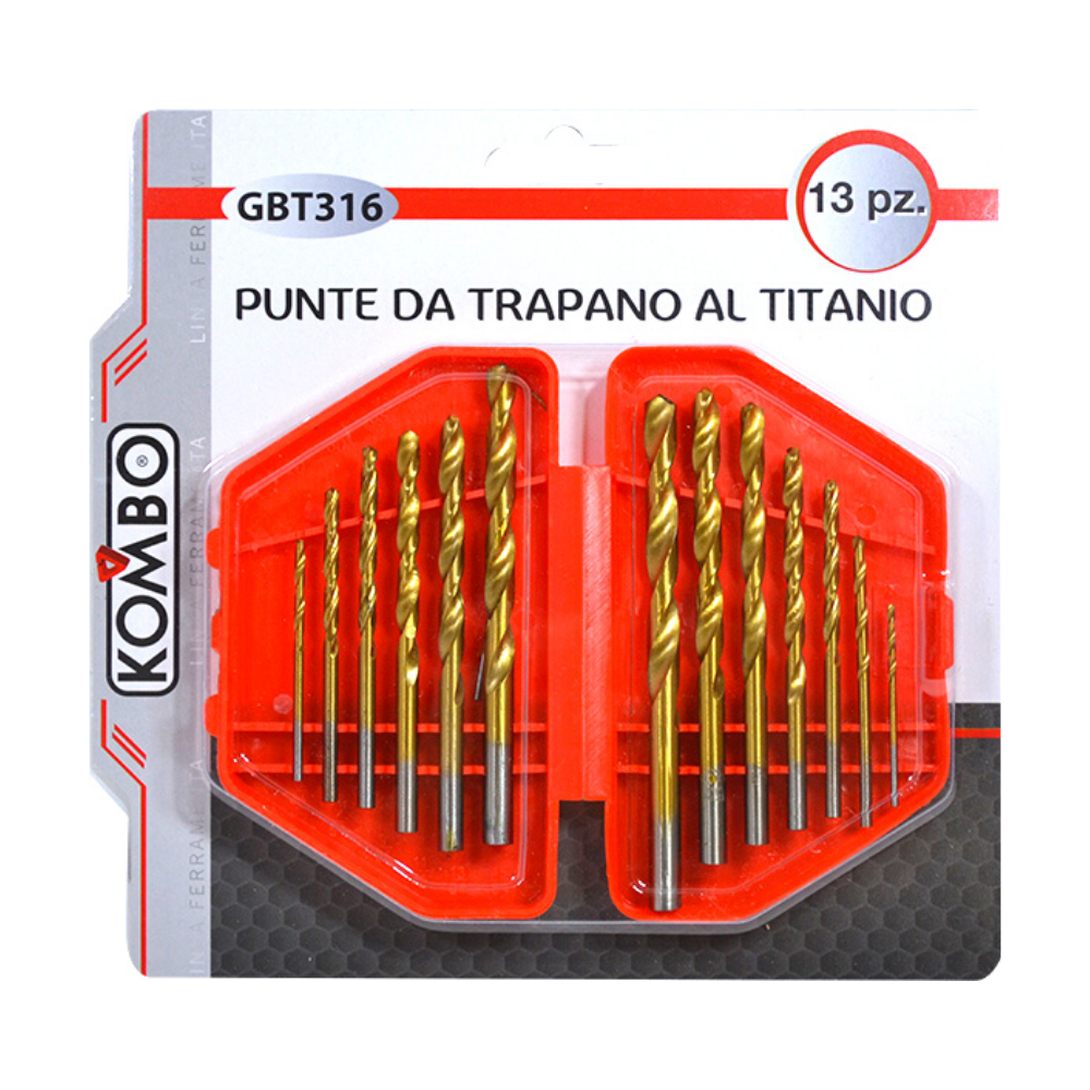 Punte da Trapano HSS Rivestite in Titanio Professionali 13 pz