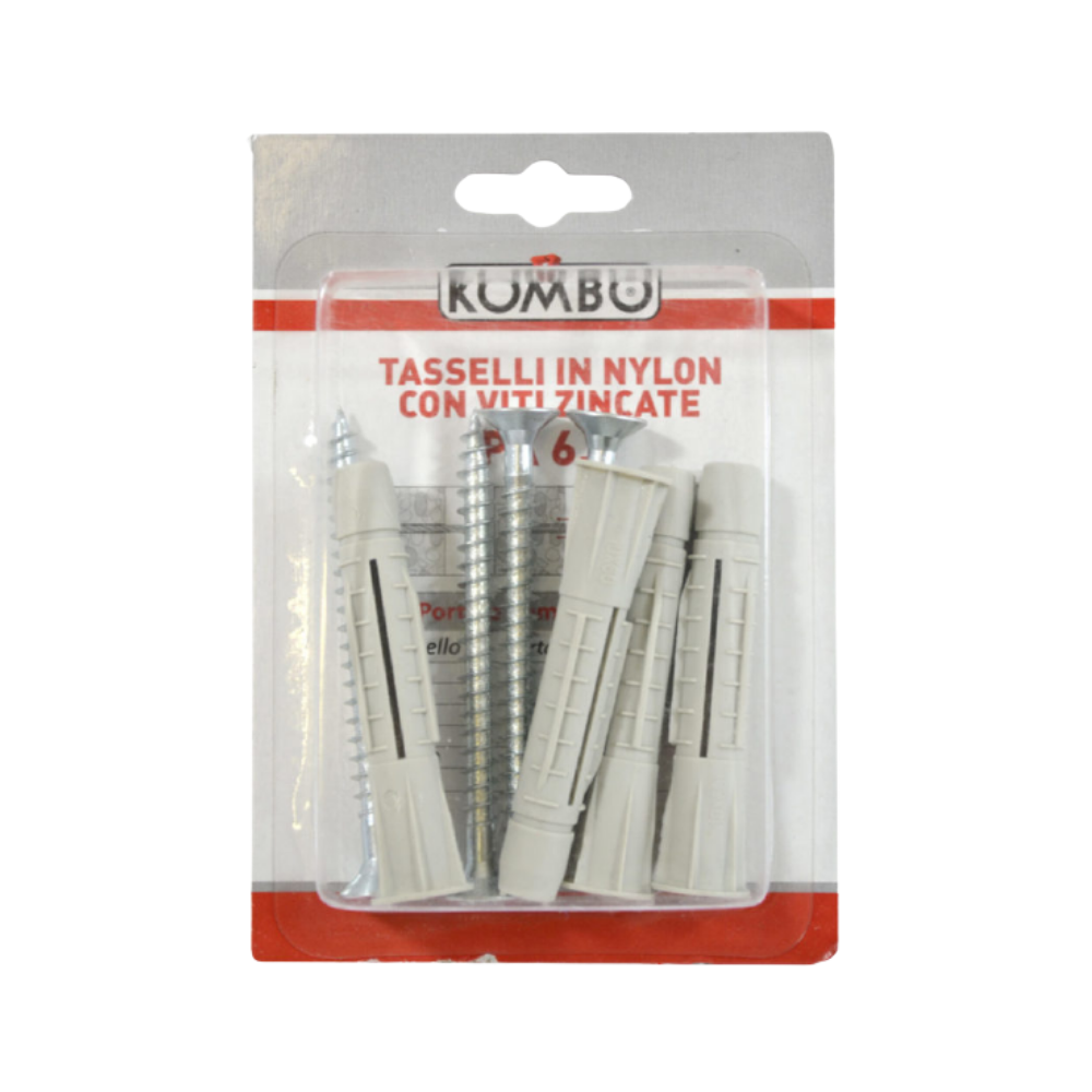 SET 4 VITI + 4 TASSELLI IN NYLON 10 X 60