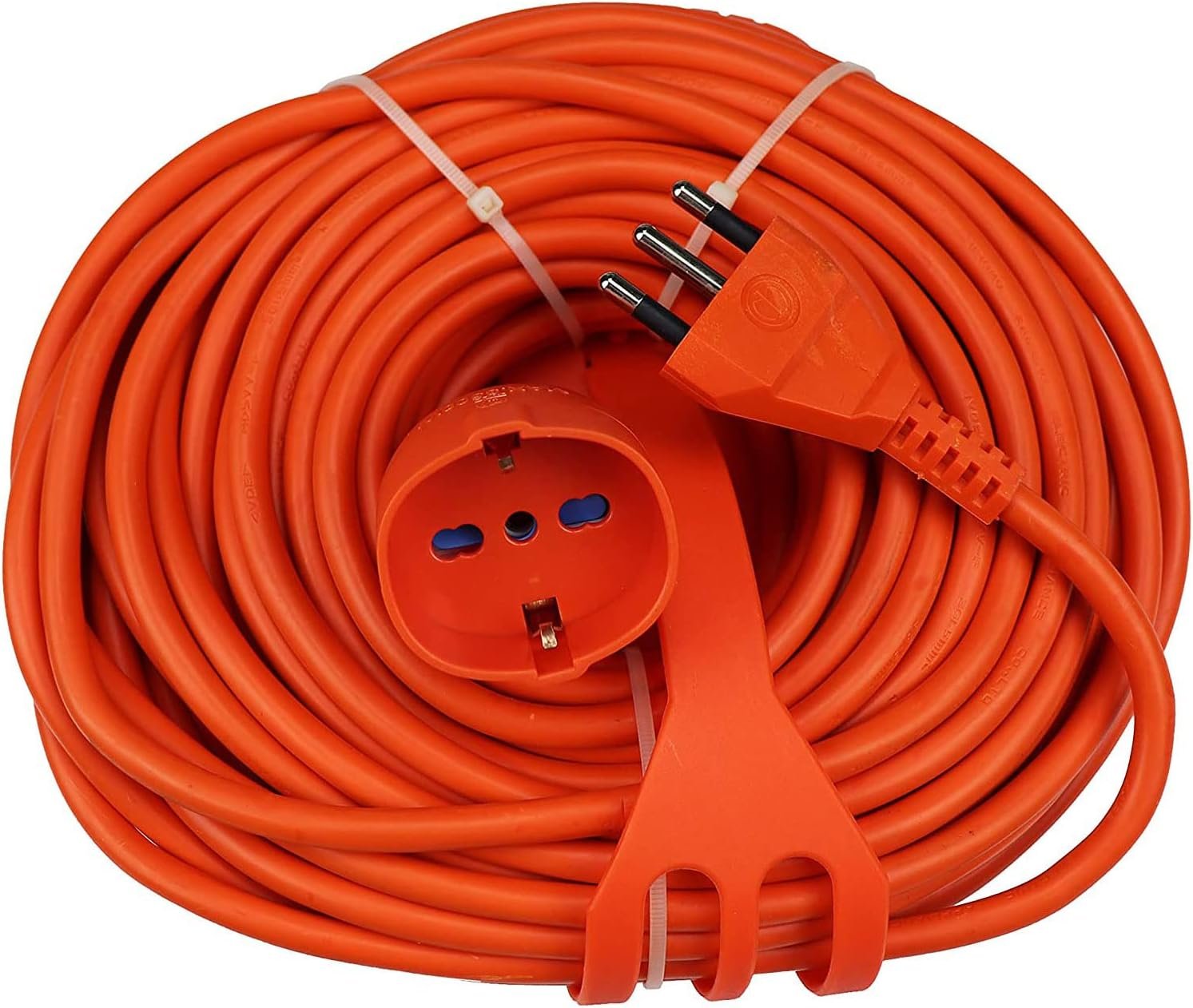 Prolunga Elettrica Lineare Colore Arancione 10M 3X1.5mm Spina Italiana 16A Presa Bipasso Schuko 10/16A Max 3500W