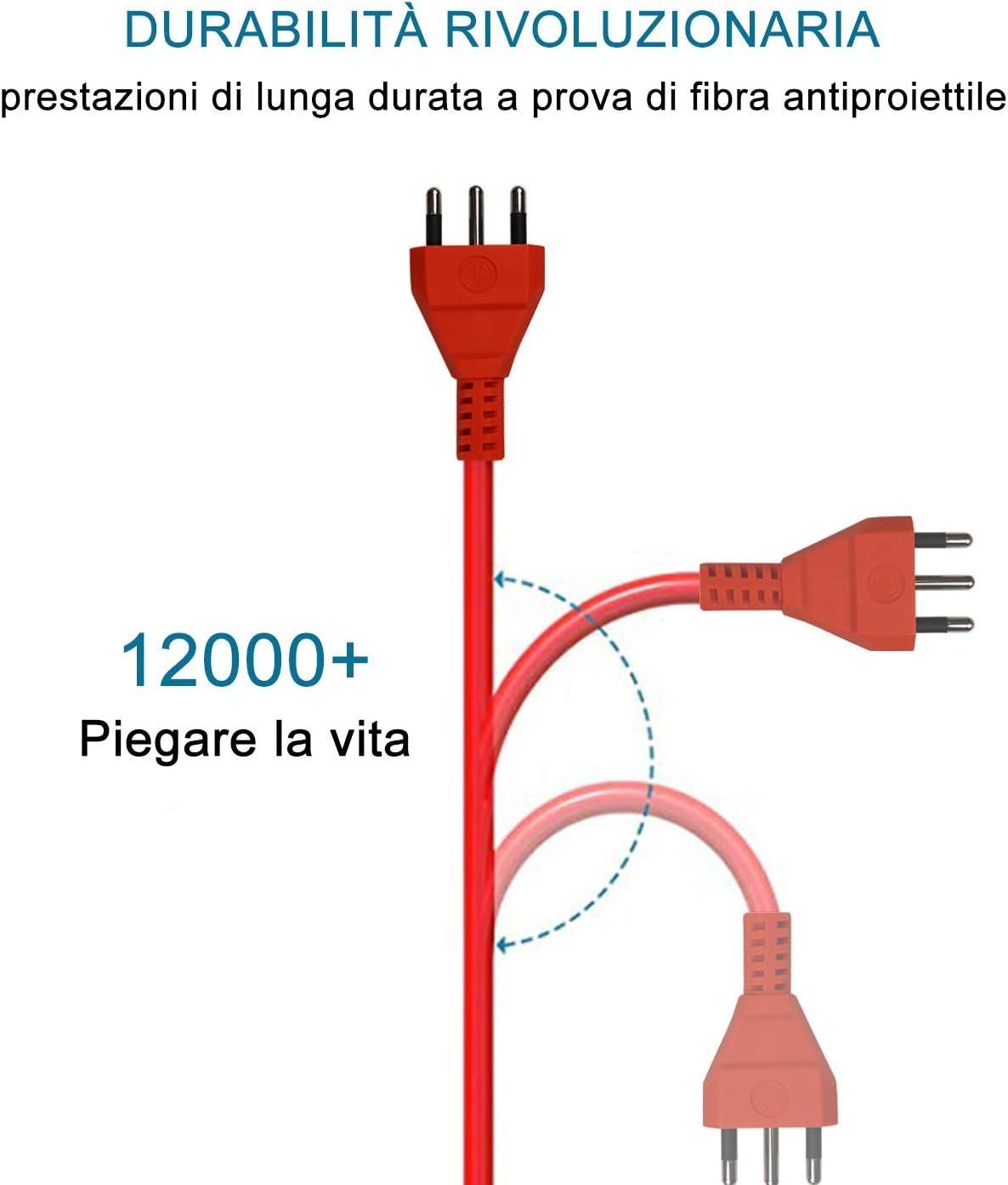 Prolunga Elettrica Lineare Colore Arancione 10M 3X1.5mm Spina Italiana 16A Presa Bipasso Schuko 10/16A Max 3500W