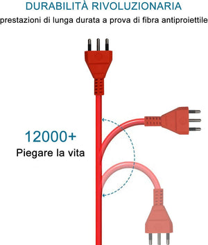 Prolunga Elettrica Lineare Colore Arancione 15M 3X1.5mm Spina Italiana 16A Presa Bipasso Schuko 10/16A Max 3500W