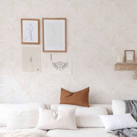 Carta da parati adesiva Palme in vinile beige - 1 rotolo 50x300 cm-Decochic