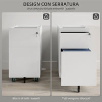 Schedario per Ufficio 2 Cassetti con Chiave Fessura a Busta 30x50x53,5 cm in Acciaio Bianco