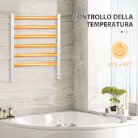 Scaldasalviette Elettrico da Bagno 140W a 6 Barre 90x36x69 cm in Alluminio Argento