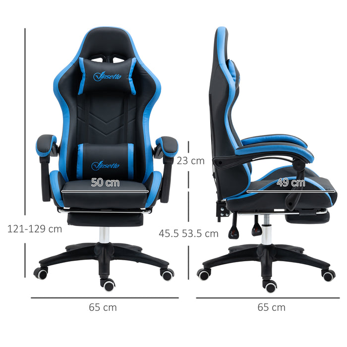 Sedia da Gaming Ergonomica 65x65x121-129 cm in Similpelle Blu e Nero