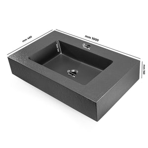 Ogomondo top lavabo sospeso in materiale marmo resina finitura asfalto *** misure 100x46x15 cm, tinta antracite, conf...