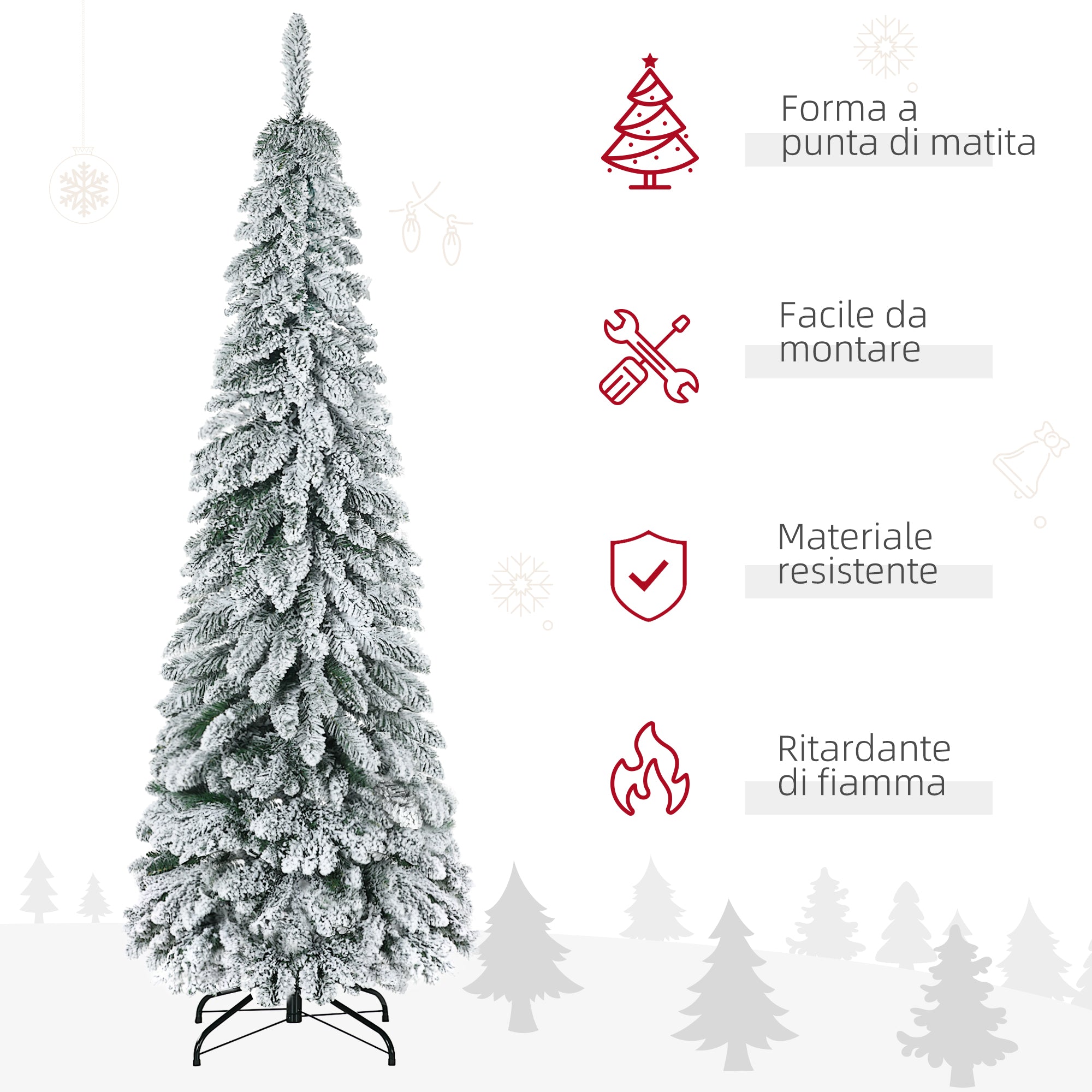 Albero di Natale Artificiale Innevato 180 cm 523 Rami Verde