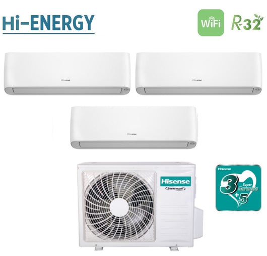 Climatizzatore Condizionatore Hisense Trial Split Inverter serie ENERGY PRO PLUS / HI-ENERGY 12+12+12 con 3AMW72U4RJC R-32 Wi-Fi Integrato 12000+12000+12000