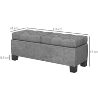 Panca Fondoletto Contenitore 116x41x47 cm in Tessuto Grigio