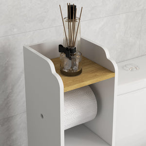 Mobiletto Bagno con Ripiani 1 Anta 18x20x90 cm in Truciolato Bianco