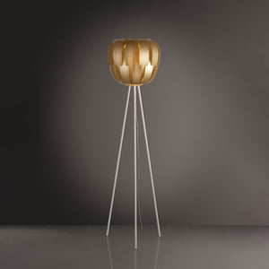 Lampada Da Terra Con Treppiede 1 Luce Queen In Polilux Oro D60 Made In Italy