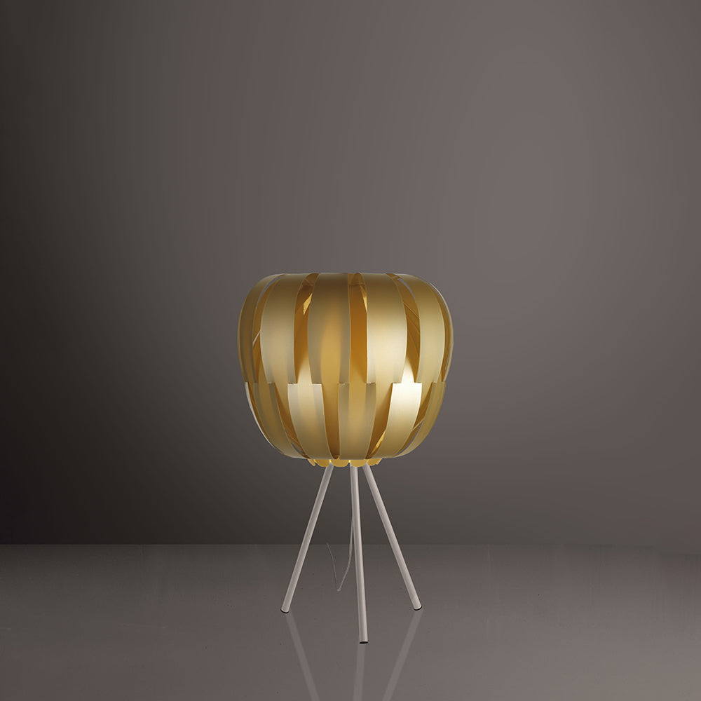 Lampada Da Tavolo Con Treppiede 1 Luce Queen In Polilux Oro Made In Italy