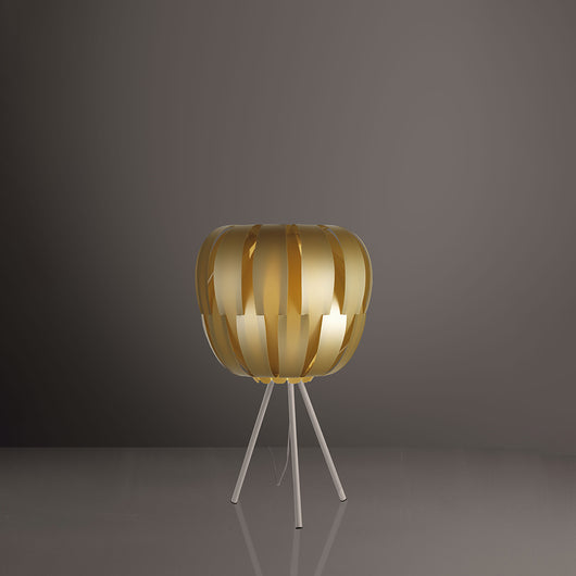 Lampada Da Tavolo Con Treppiede 1 Luce Queen In Polilux Oro Made In Italy