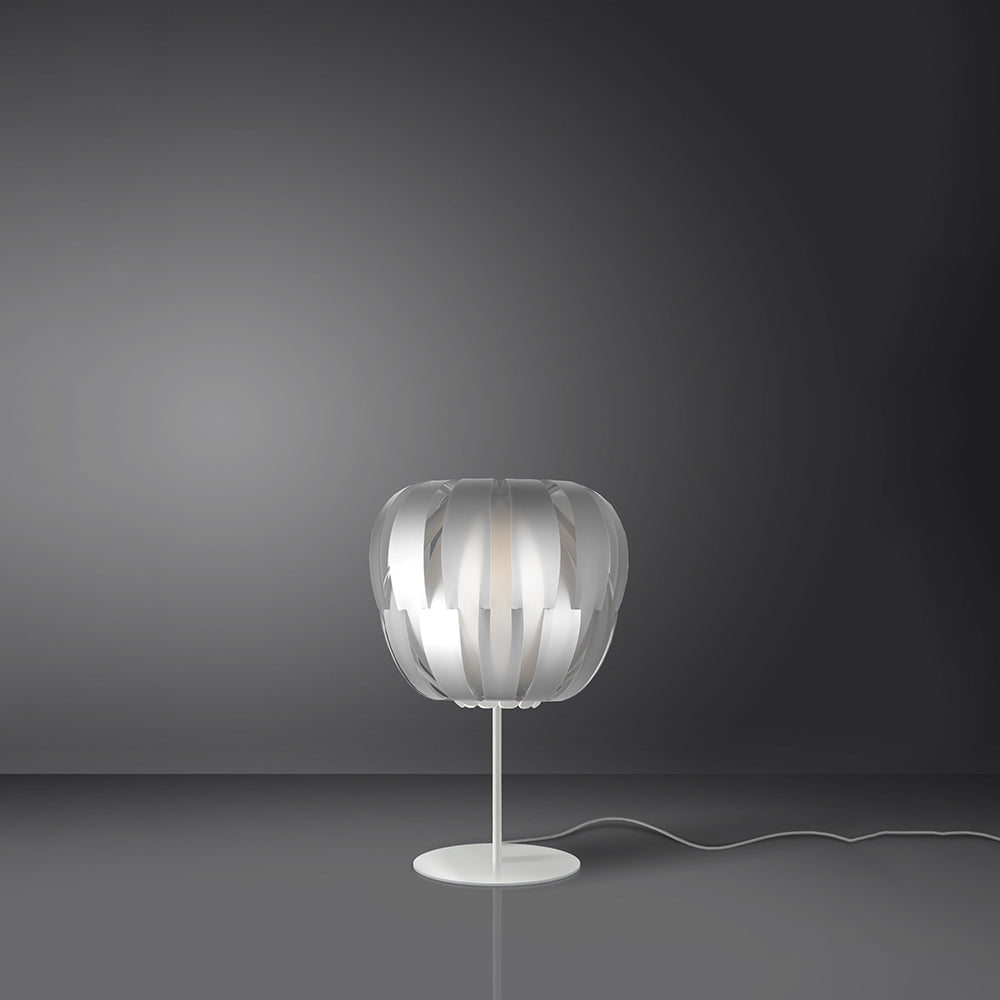 Lampada Da Tavolo Modern Con Base 1 Luce Queen In Polilux Silver Made In Italy