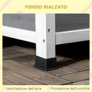 Cuccia da Esterno per Cani 101x66,5x70,5 cm Finestra e Tetto Apribile in Legno Grigio