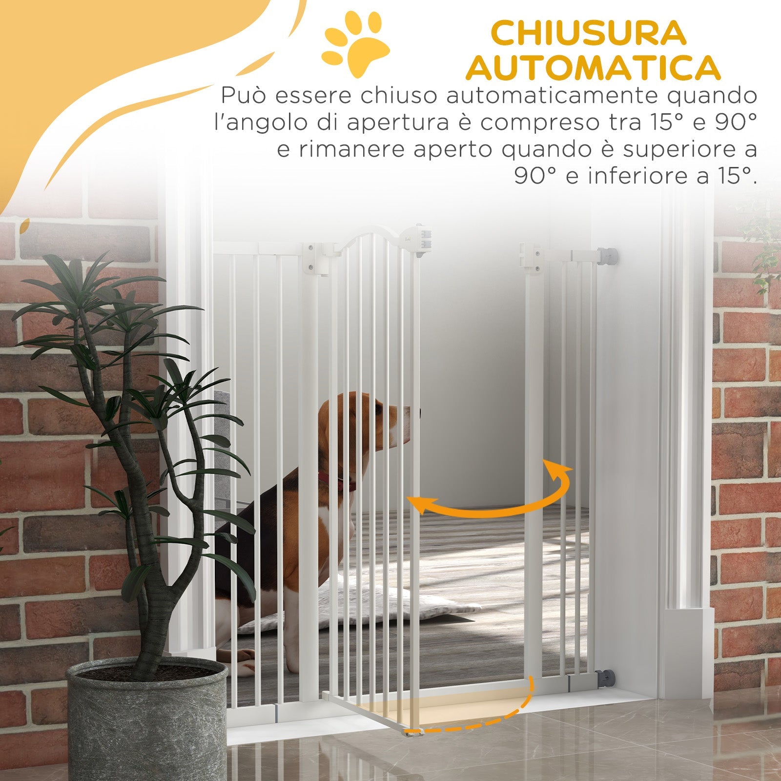 Cancellino per Cani Estensibile 74-100x94 cm in Metallo Bianco