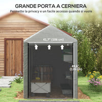 Capanno Box per Attrezzi da Giardino 120x179x165 cm Tenda in PE anti UV e Metallo Grigio chiaro