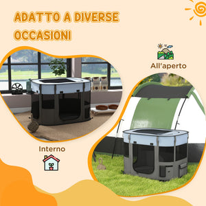 Box per Animali con 7 Finestre 3 Porte e 2 Borse Portaoggetti 84x64x53 cm in Poliestere e Acciaio