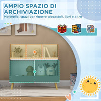 Mobile Portagiochi per Bambini a 2 Livelli con 5 Scomparti 80x34x79 cm in Legno Grigio