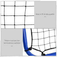 Rete Rimbalzo da Calcio Pieghevole 100x95x90 cm con Angolo Regolabile e Picchetti Blu