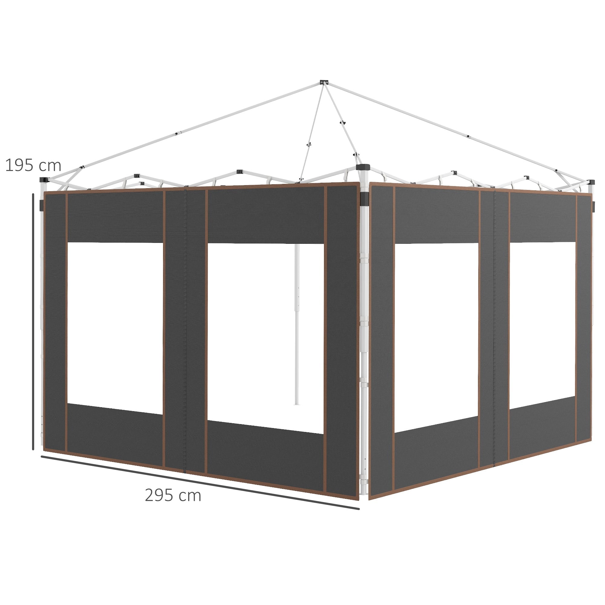 Set 2 Pareti Laterali per Gazebo 3x3m e 3x6m 295x195cm in Tessuto Oxford Grigio