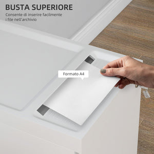 Schedario per Ufficio 2 Cassetti con Chiave Fessura a Busta 30x50x53,5 cm in Acciaio Bianco