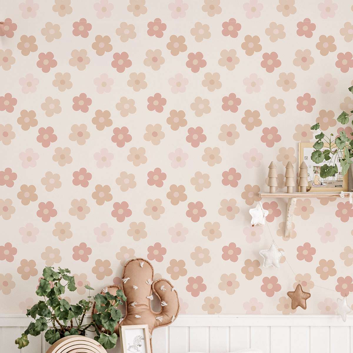 Carta da parati adesiva Daisy in vinile rosa- 1 rotolo 50x300 cm-Decochic