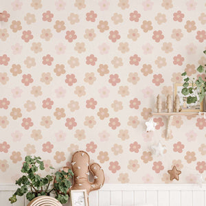 Carta da parati adesiva Daisy in vinile rosa- 1 rotolo 50x300 cm-Decochic