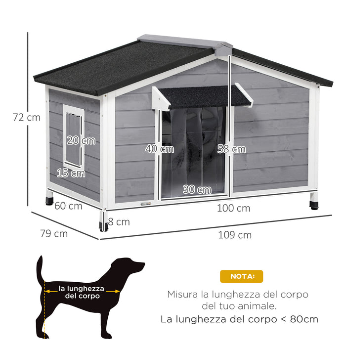 Cuccia Casetta per Cani 109x79x72 cm in Legno Grigio