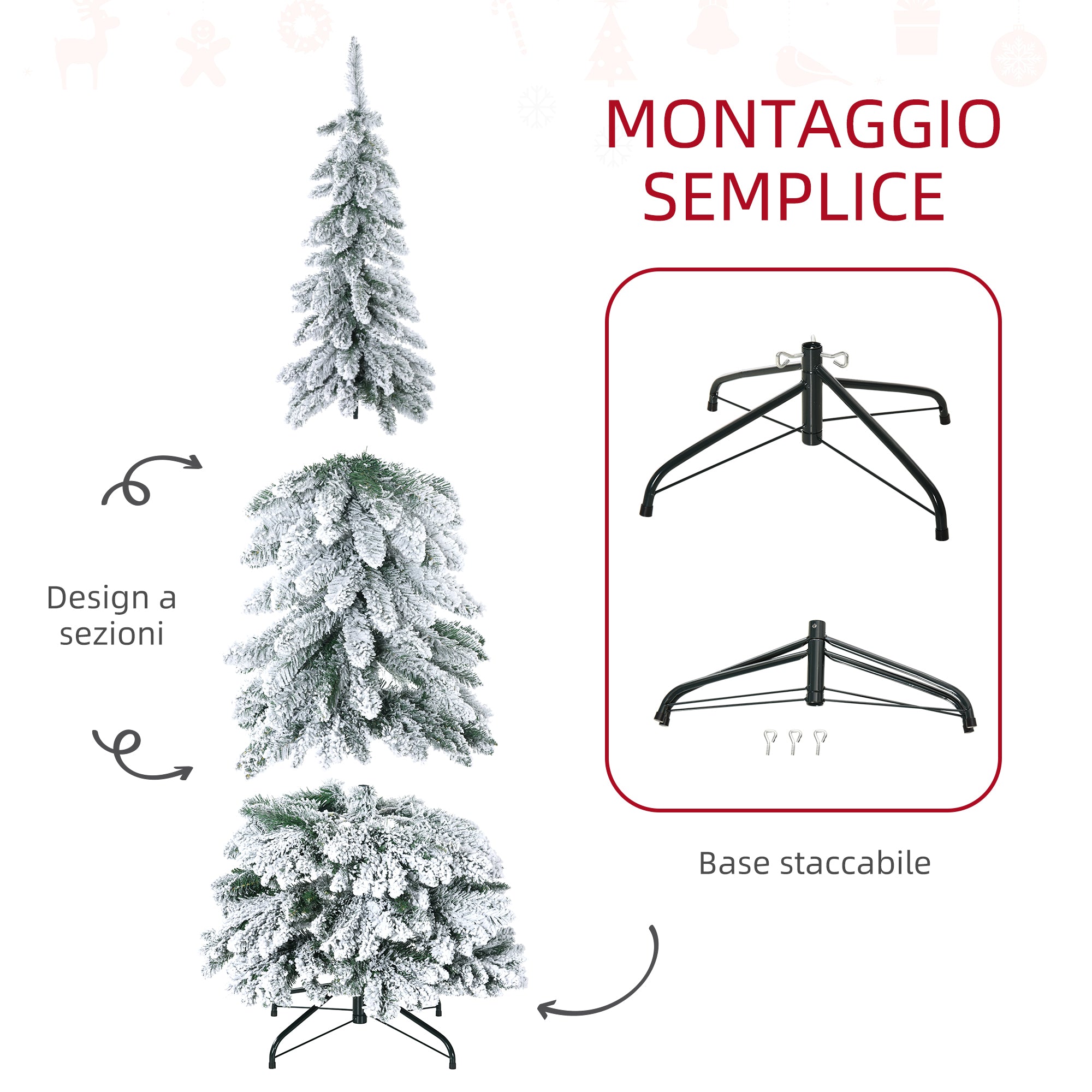 Albero di Natale Artificiale Innevato 180 cm 523 Rami Verde