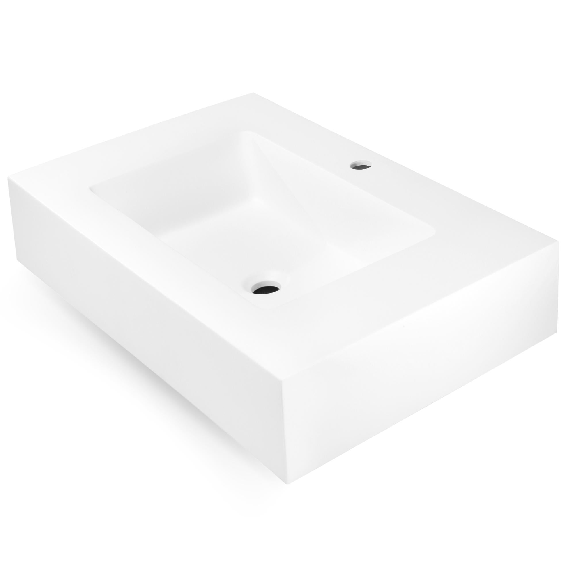 Ogomondo top lavabo sospeso in materiale marmo resina finitura liscia *** misure 100x46x15 cm, tinta bianco opaco, co...